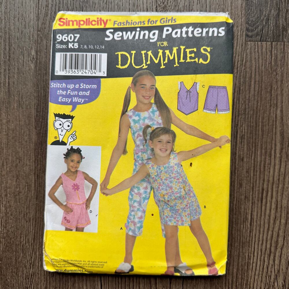 UNCUT Vintage Y2K Sewing Patterns For Dummies 9607 XXS-XS Pants Short Skort Top